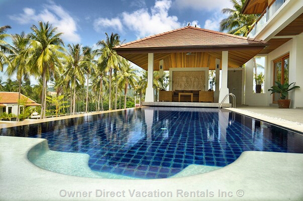 Luxurious modern villa with large garden, spacious pool and tropical sea and island views, ID#205101